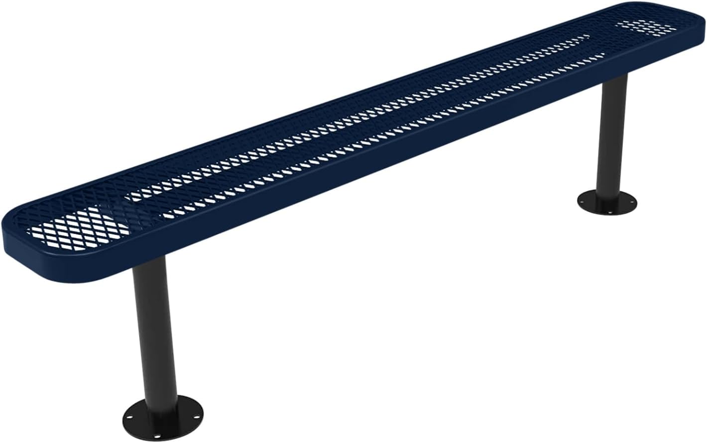 Heavy-Duty Outdoor Bench Thermoplastic Coated, Expanded Metal, Commercial-Grade Seating, Made in America (Surface Without Back, 6 Ft, Textured Dark Blue)
