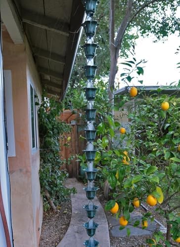 Nutshell Stores Flower Cups Rain Chain - Patina - 10 Feet