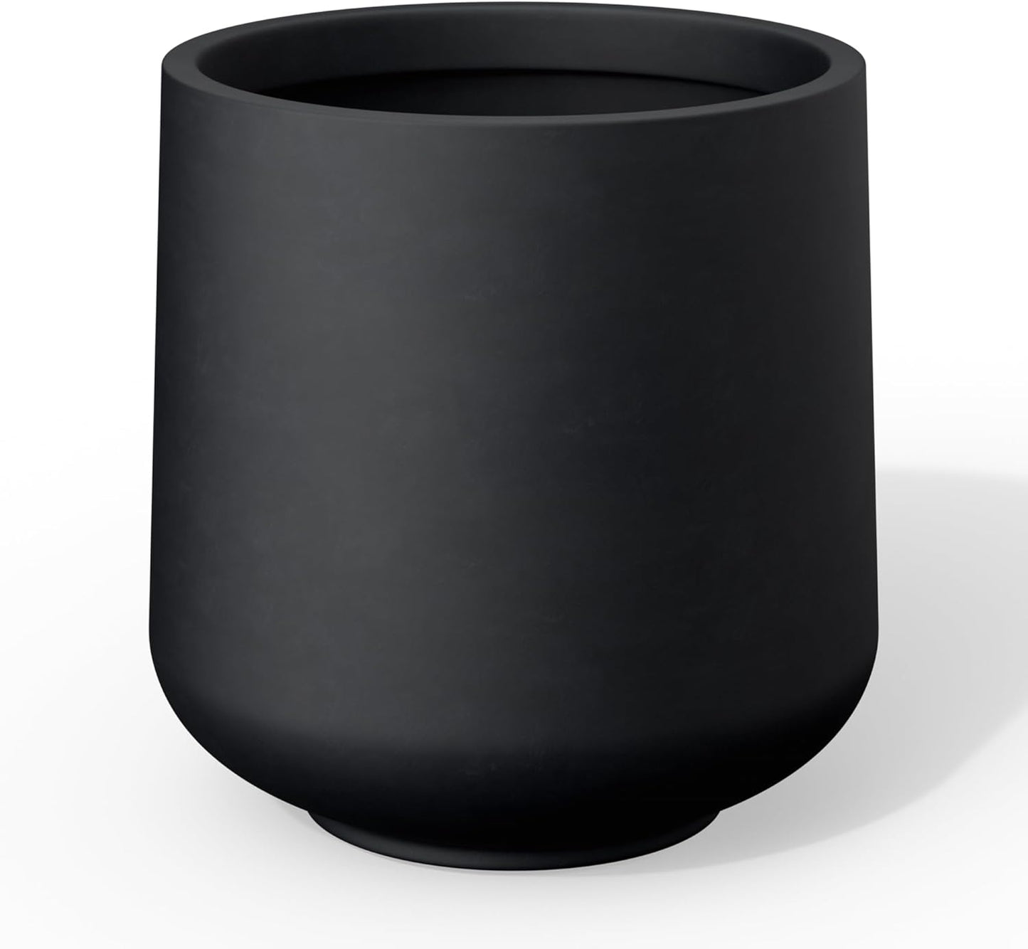 Kante 15.3" Dia Round Concrete Planter, Outdoor Indoor Large Plant Pots Containers with Drainage Hole and Rubber Plug for Home Garden Patio, Black