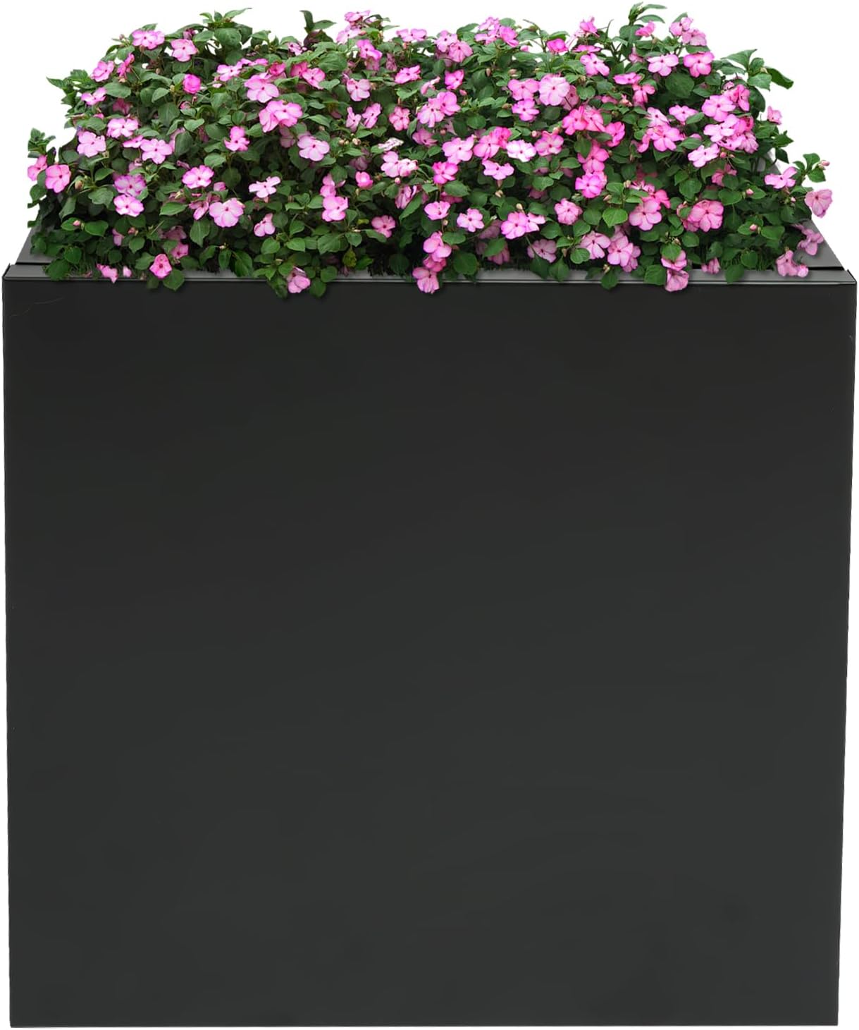 16" L x16 W x16 H Metal Flower Boxes Planter Boxes Outdoor Raised Garden Bed Indoor Outdoor Planting Bed Black Square Planter Box for Patios Lawn Yard Decor Storage