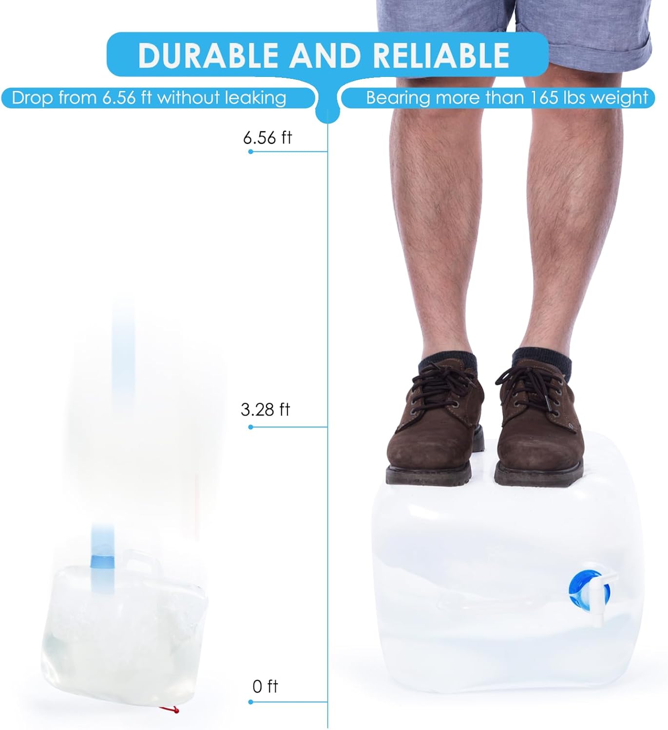 Collapsible Water Container Jug, 4×2.6 Gallon No BPA Water Storage Carrier with Spigot, for Camping Hiking Backpack RV Outdoors and Emergency, Foldable Portable Survival Kits for Hurricanes