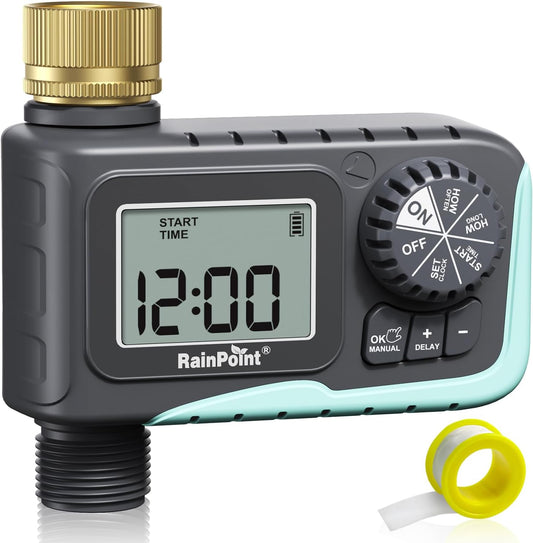 RAINPOINT Sprinkler Timer Outdoor, Water Timer for Garden Hose Faucet Timer, Programmable Watering Irrigation Timer with Rain Delay/Manual, V2, 2024 Release(Metal)
