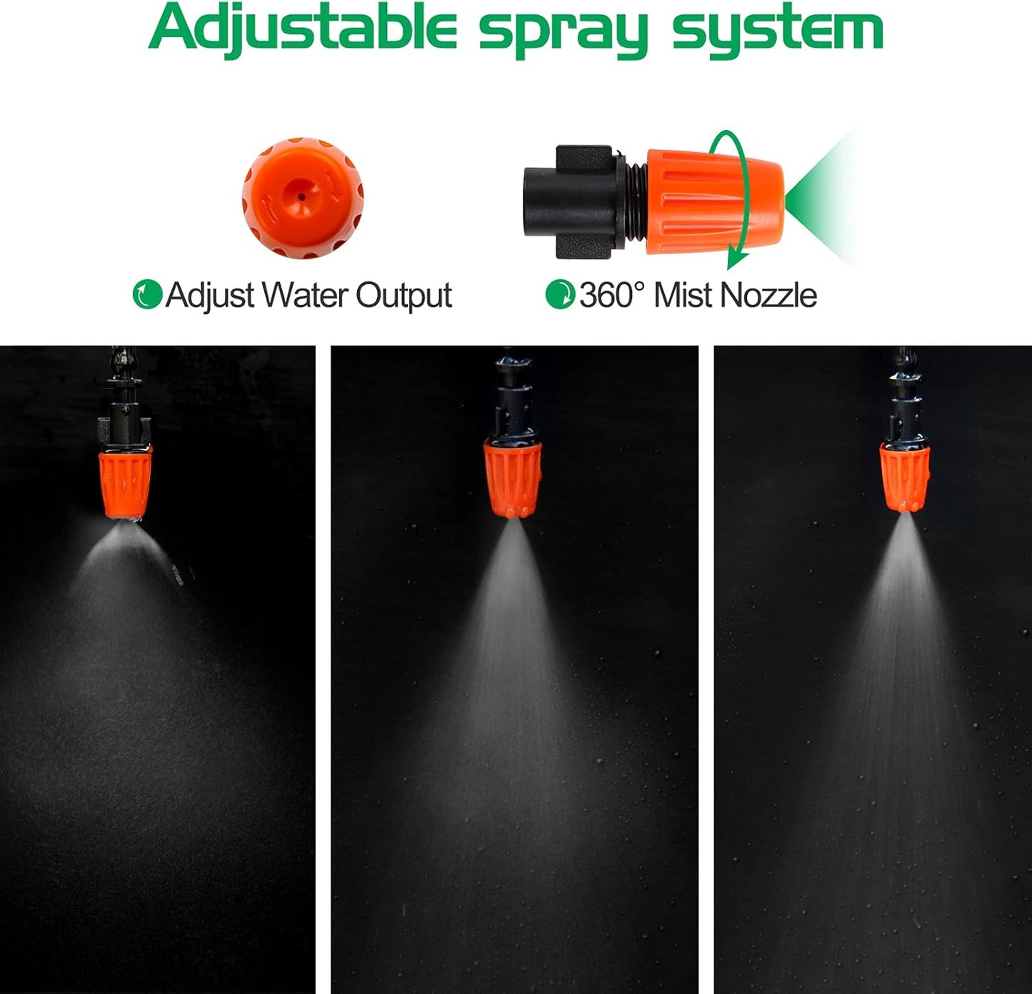 MIXC 1/4-inch Mist Irrigation Kits Accessories Plant Watering System with 50ft 1/4” Blank Distribution Tubing Hose, 20pcs Misters, 39pcs Barbed Fittings, Support Stakes, Quick Adapter, Model: GG0B