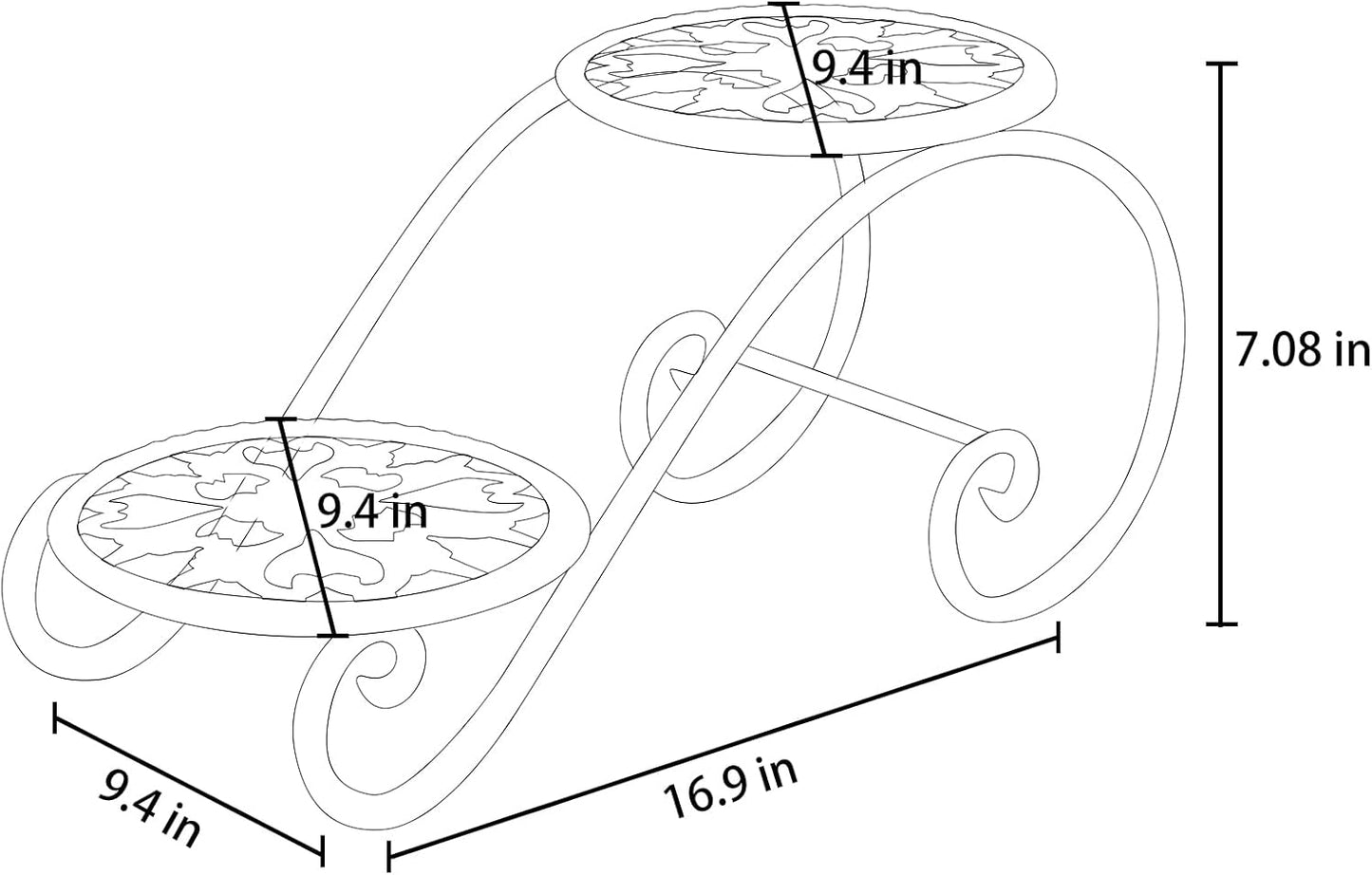 2 Tier Golden Plant Stand for Indoors, Beautiful Appearance And Cute Shape. Black 1 Pcs