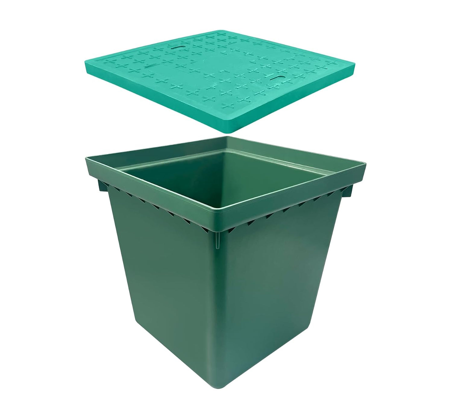 20x20x20in Underground Splice Boxes W/FRP Inspection Lid Large Enclosure Pit Precast Polyethylene Distribution Pull Box Access Electrical Junction Drillable Tapered Wiring Cable Chamber