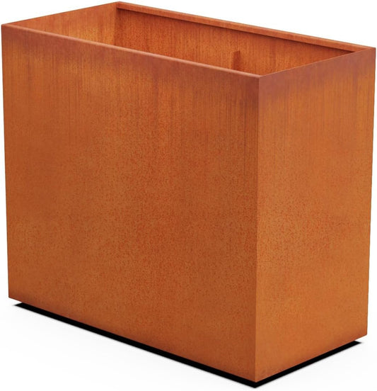 Corten Steel Planter Rectangle Outdoor Metal Garden Box Heavy Duty | Made in USA | Fully Assembled