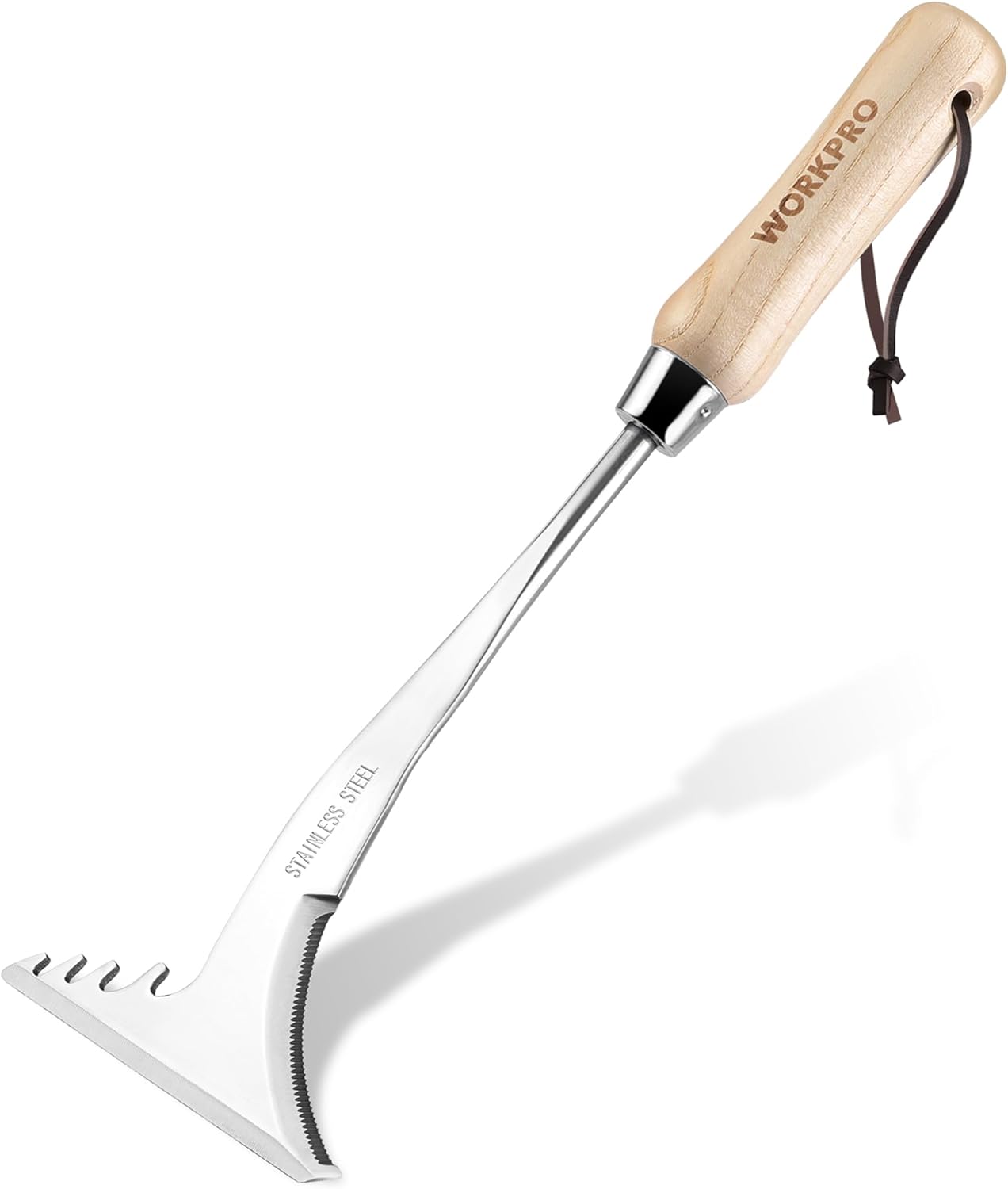 WORKPRO Crack Weeder, 13.5" Stainless Steel Crevice Weeding Tool with Wooden Handle, L-Shaped Side-Walk Weed Puller Spatula, for Garden Lawn Yard Patio Terrace Paving Garden Tool