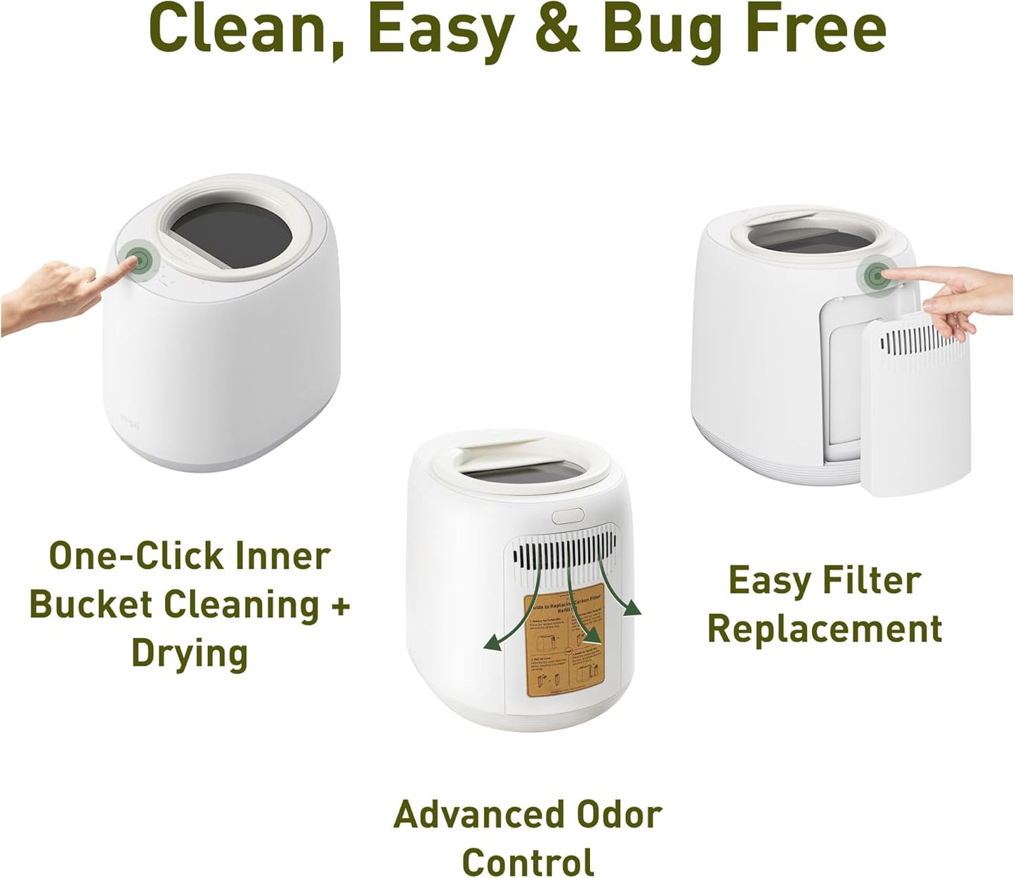 Vego Kitchen Composter, 4L Electric Composter Countertop 5 Modes Weight-Based Smart Compost Bin with App Odorless Auto-Cleaning Food Waste Compost Machine Indoor, White