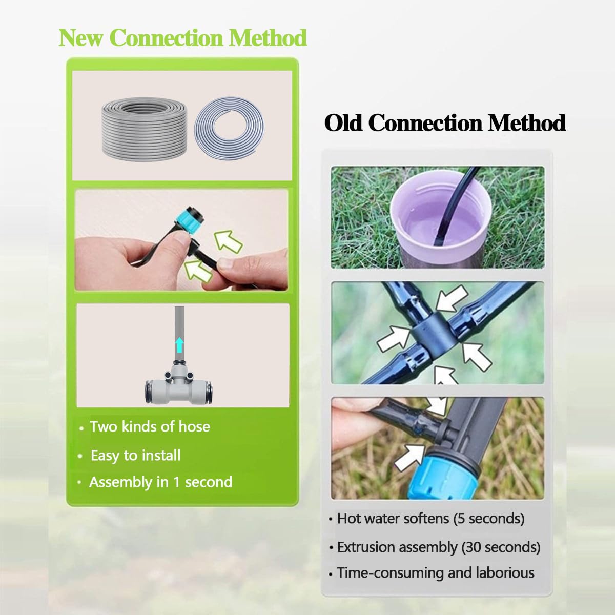 98FT Drip Irrigation System Kit,Quick Installation and Disassembly,with Y-Type Distribution Water Separator,Atomization and Drip Irrigation Nozzles,Flowerpot Garden Plant Yard Watering System.