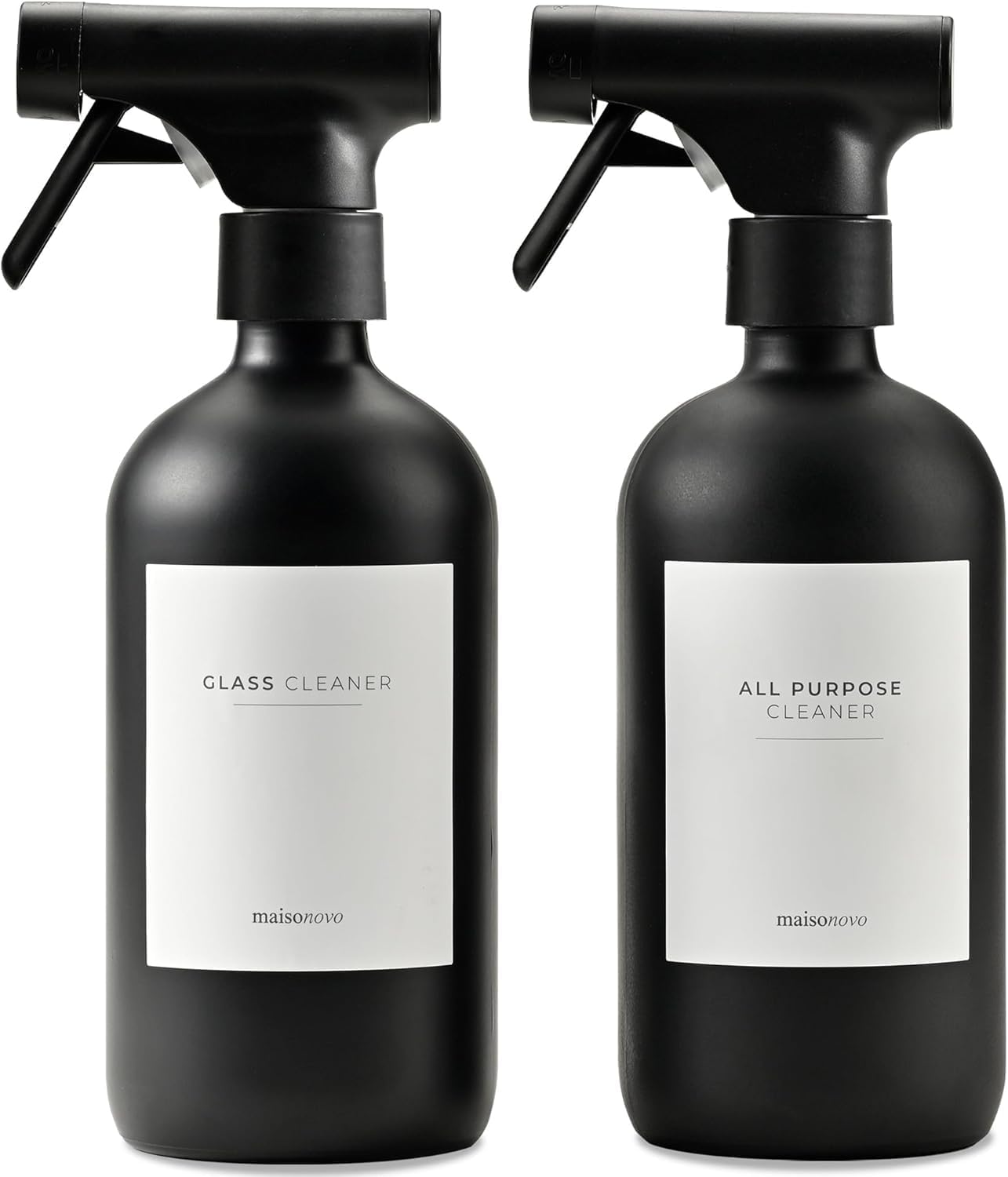 MaisoNovo Spray Bottle for Hair - 16.9 fl oz Black x 2 with 16 Labels