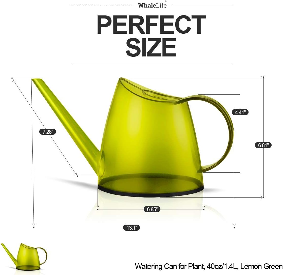 WhaleLife Indoor Watering Can for House Bonsai Plants (1.4L, Green Lemon)