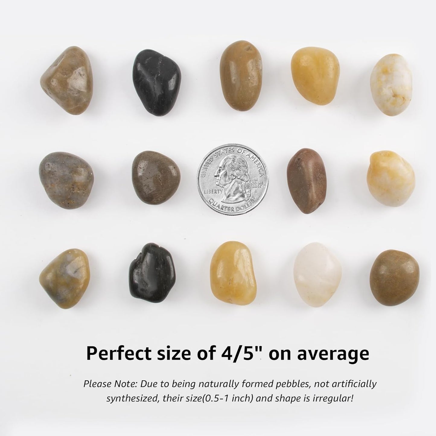 10lbs 0.5-1 Inch River Rocks, Decorative Mixed Pebbles for Garden Landscaping, Indoor Plants, Fish Tanks, Vases, and Succulents – Ideal for Home Decoration and Outdoor Gardens (Mixed, Weight: 10 LB)