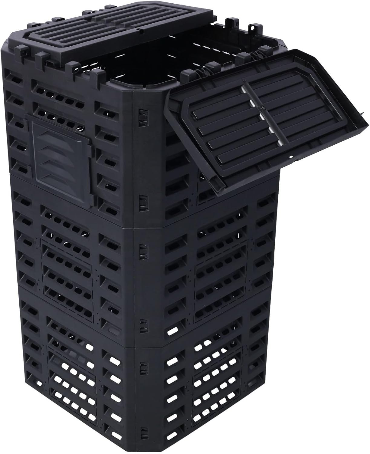 90 Gallon Garden Composter Bin - Premium Recycled Plastic, Large 340 Liter Capacity, Easy Assembly, Lightweight, Aerating Outdoor Compost Box for Fertile Soil
