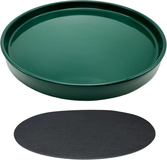 Ceramic Plant Saucer Pot Tray 12 Inch, Planter Saucers 4 5 6 7 8 9 10 11 12 13 Inch for Indoors Outdoor, Durable Sturdy Flower Drainage drip Water Tray for Glazed Pots Base (12.7 Inch-Green)