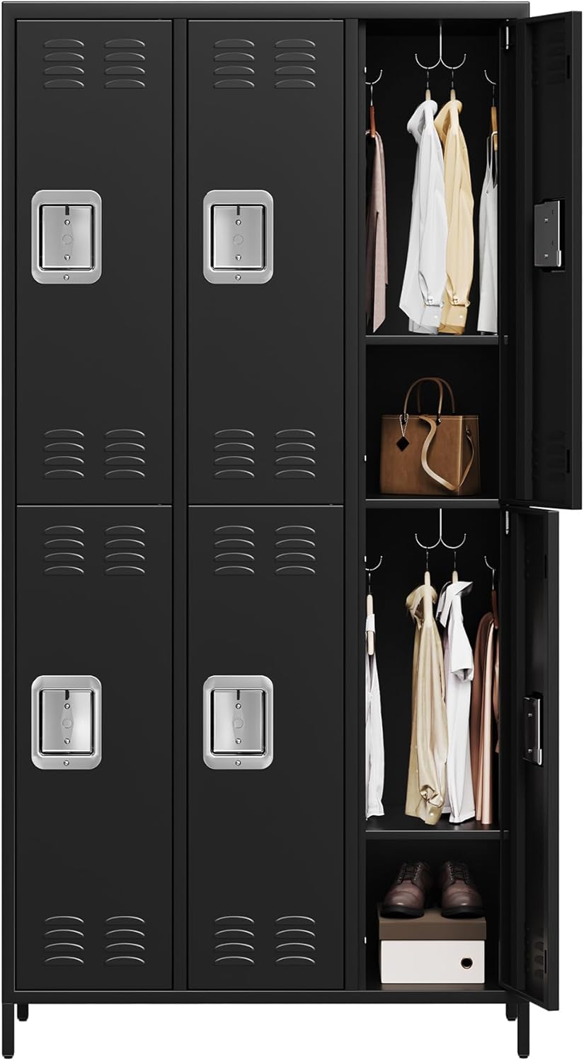 GAOMON Metal Lockers, 6-Door Metal Storage Cabinets Locker, Secure Storage Solution, Perfect for Offices, Gyms, Schools & Homes, Organizes Personal and Work Belongings Easily