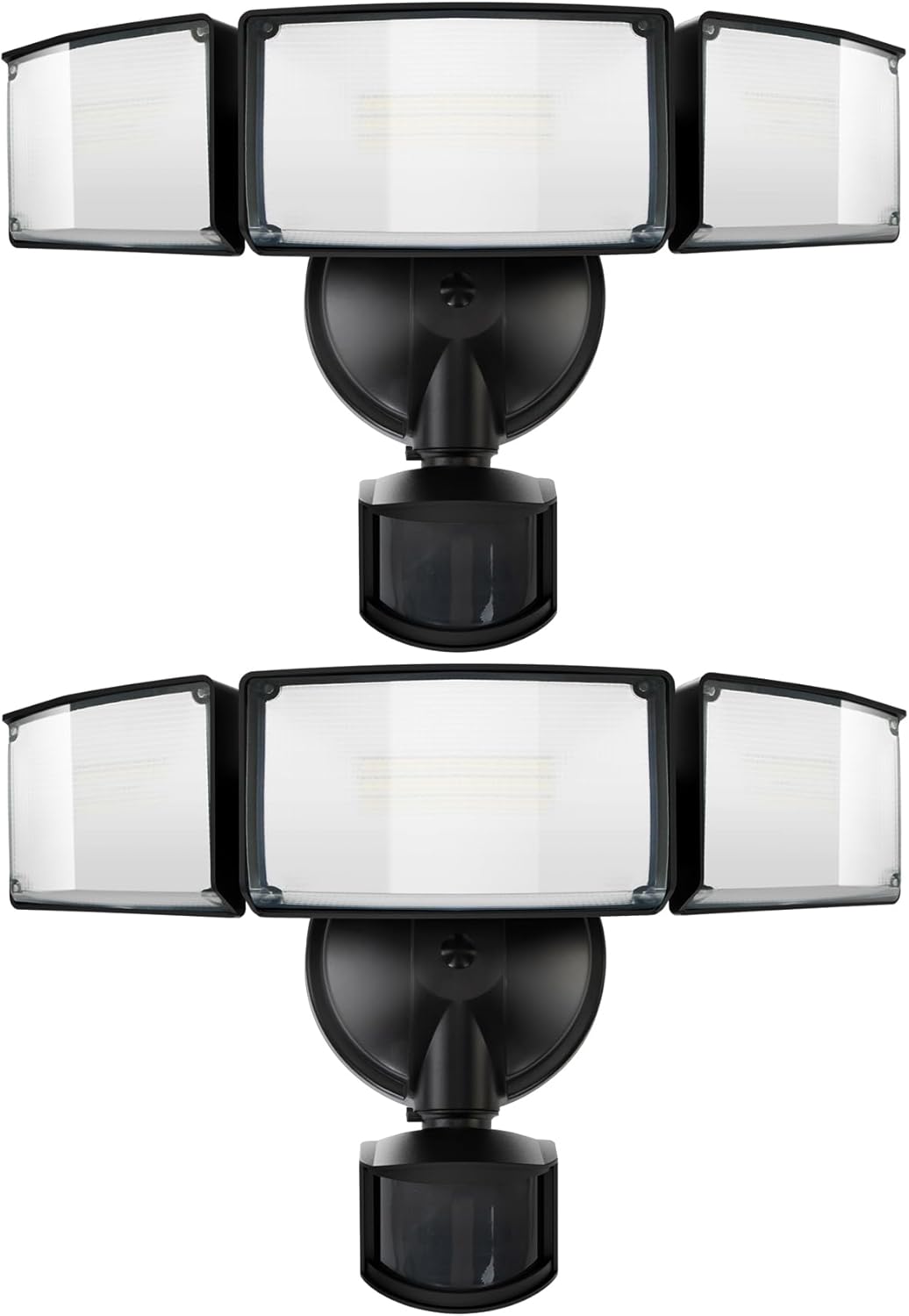 UME 2 Pack 5500LM LED Security Lights Motion Sensor Light Outdoor, 49W, 5000K Daylight, IP65 Waterproof, Dusk to Dawn, 3 Head Motion Detected Flood Light for Garage, Yard, Porch (Black)