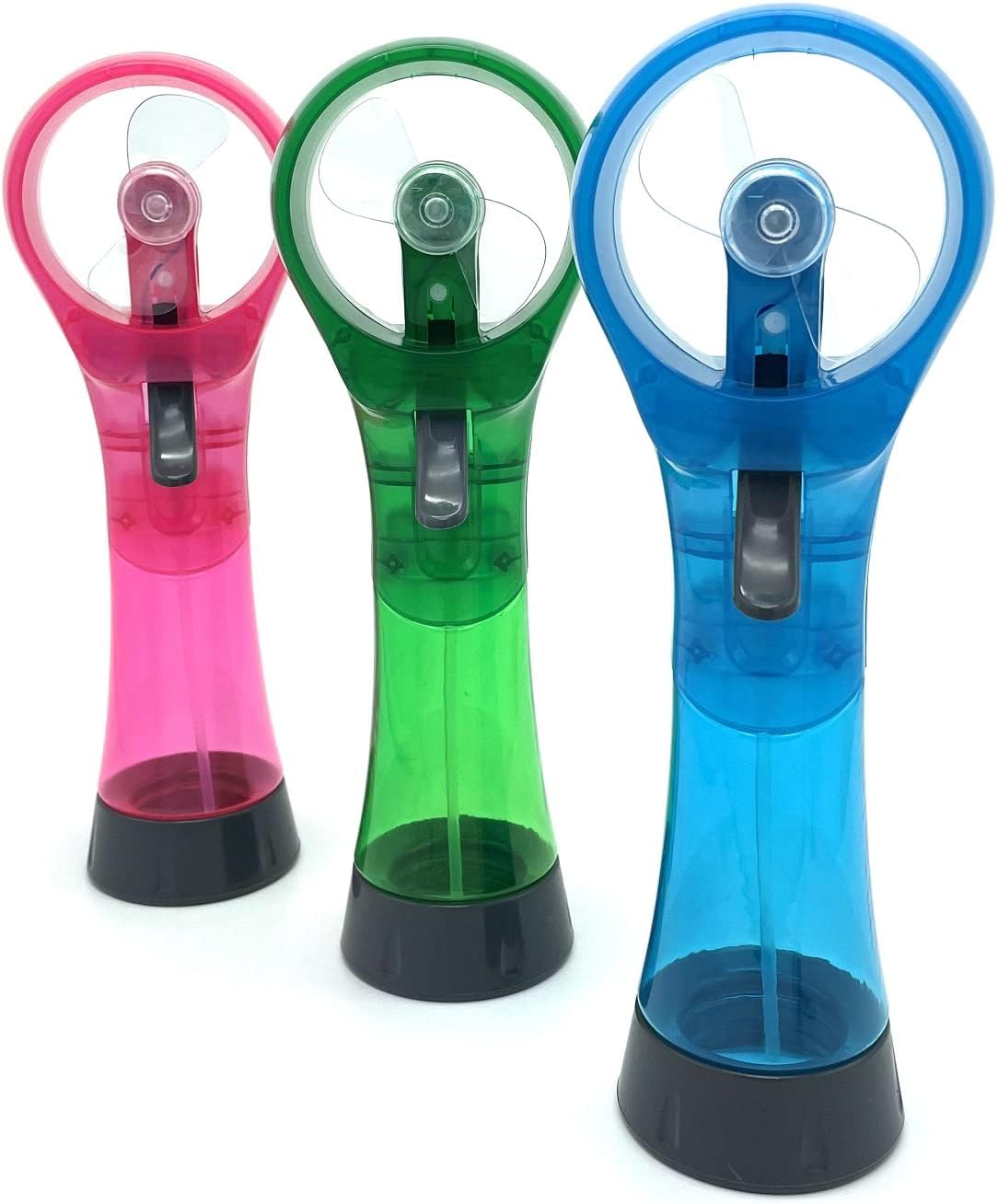 Water Misting Fans Portable Personal Handheld Spray Fan Cooling Outdoor Cooler, Pack of 3 (Blue/Green/Pink)