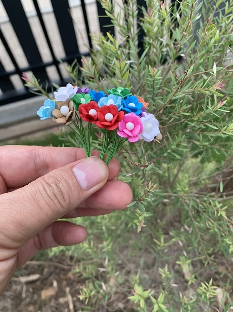 100 pcs Mini Flowers Mulberry Paper Flowers 13-15 mm Scrapbook Craft Card DIY Craft Using for Crafts, Bouquets, Scrapbooks, Decorations, Greeting Cards Artificial Flowers (Mixed 10 Colors)