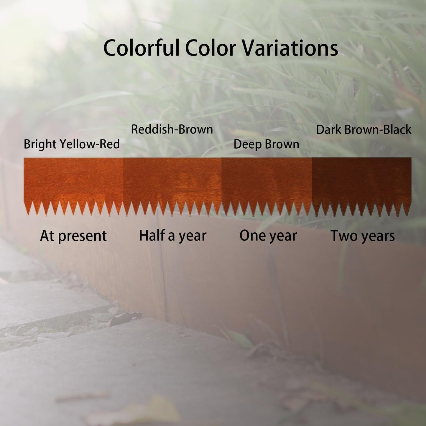 Corten Steel Landscape Edging, 40" L x 6" H, 15 GA Thickness, 12 Pack + 13 Stakes, Enhance Garden, Yard, Park, Lawn, Plants & Vegetables w/Long-Lasting Rust-Finish Cor-Ten Edging