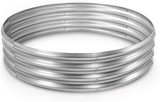 Land Guard Galvanized Raised Garden Bed Kit, Galvanized Planter Raised Garden Boxes Outdoor, Round Large Metal Raised Garden Beds for Vegetables ……