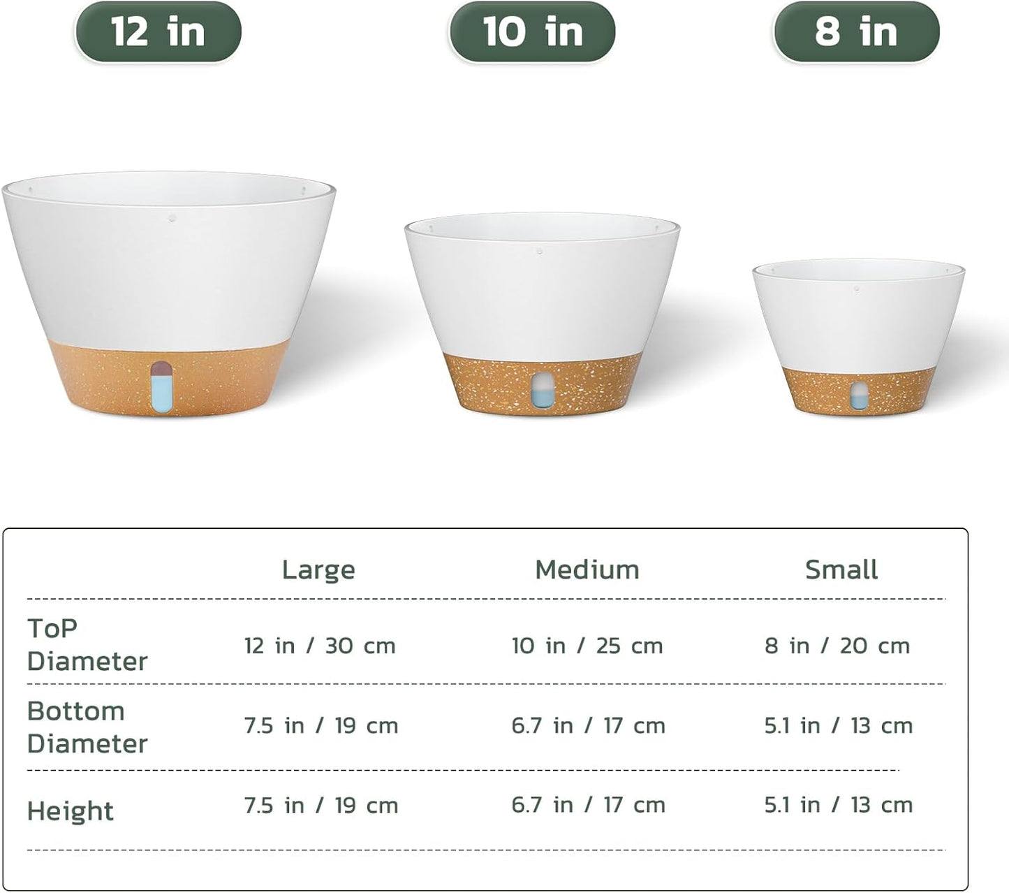 ZMTECH 8 Inch Hanging Planters for Indoor Plants, Hanging Baskets for Plants Outdoor with Visible Water Level, Hanging Flower Pots with Drainage Holes & Removable Tray(2 Pack, White)