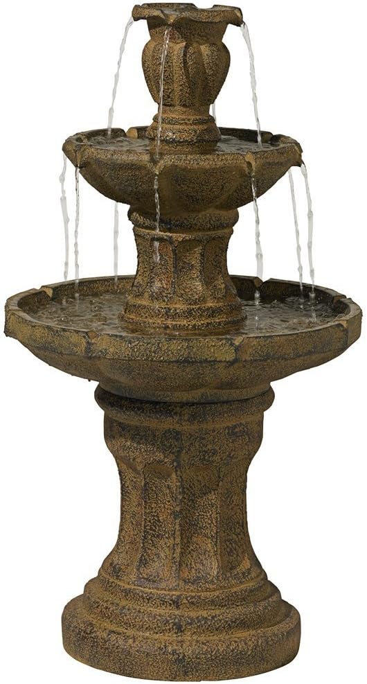 Tuscan Garden 41 1/2" High Large Traditional Italian Indoor Outdoor Decor Dark Faux Stone Floor Fountain Waterfall Tiered Standing Water Feature for Outside Patio Yard Backyard Porch - John Timberland