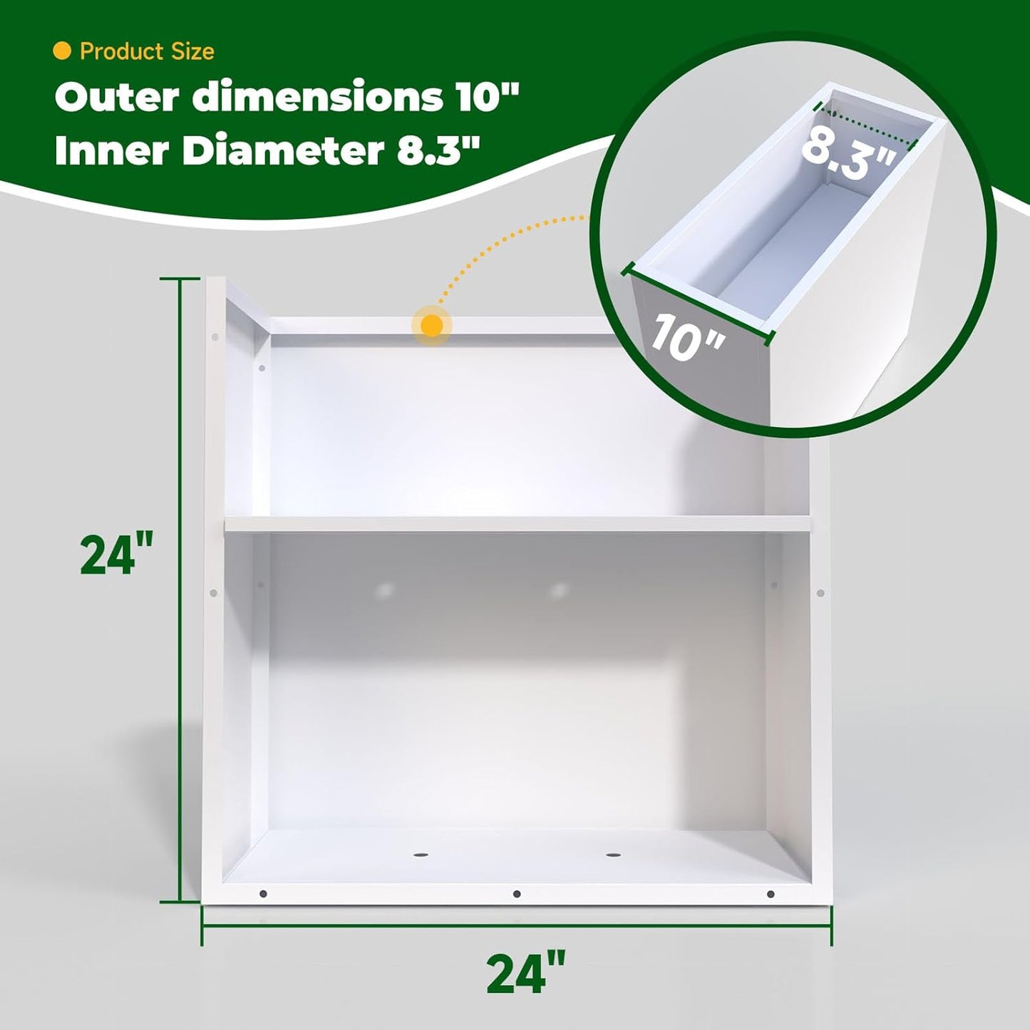 Galvanized Steel Metallic Heavy Planter for Outdoor Plants 24"x10"x24" Metal Planters Spliced Flower Planter with Partitions for Outside,Indoor,Garden (White, 24 * 10 * 24)