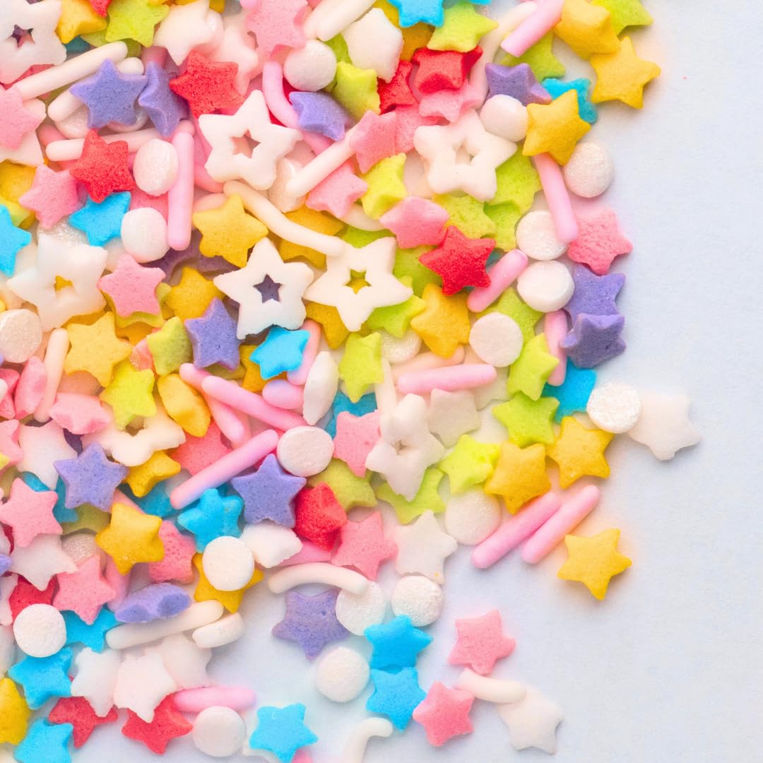 Sweets Indeed Sprinkles, Edible Sprinkle Mix, Perfect for Cake Decorations, Baking, Ice Cream, Cookies, Cupcake Topper (Rainbow Star)