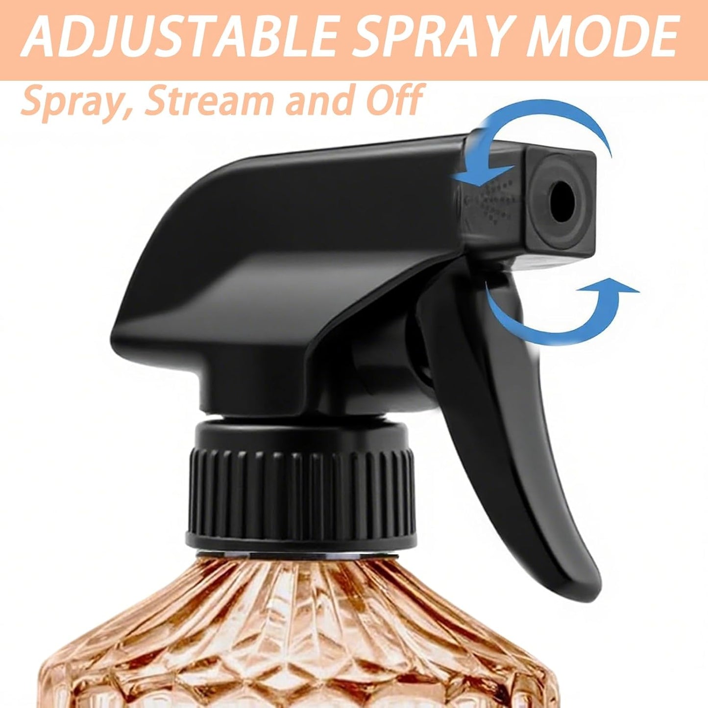 Empty Glass Spray Bottles, 15oz Refillable Water Bottle Spray, Plastic Top Pump, Reusable Adjustable Mist Sprayer Squirt, Handheld Bottles Containers Refillable for Hair, Cleaning, Gardening, Plants