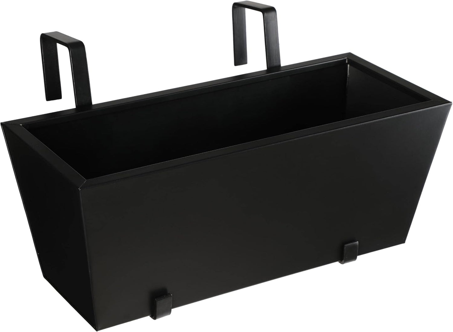 BIRDROCK HOME 1pk Metal Railing Planter - Balcony Flower Box - Deck Rail Boxes - House Apartment Plant Pot - Black