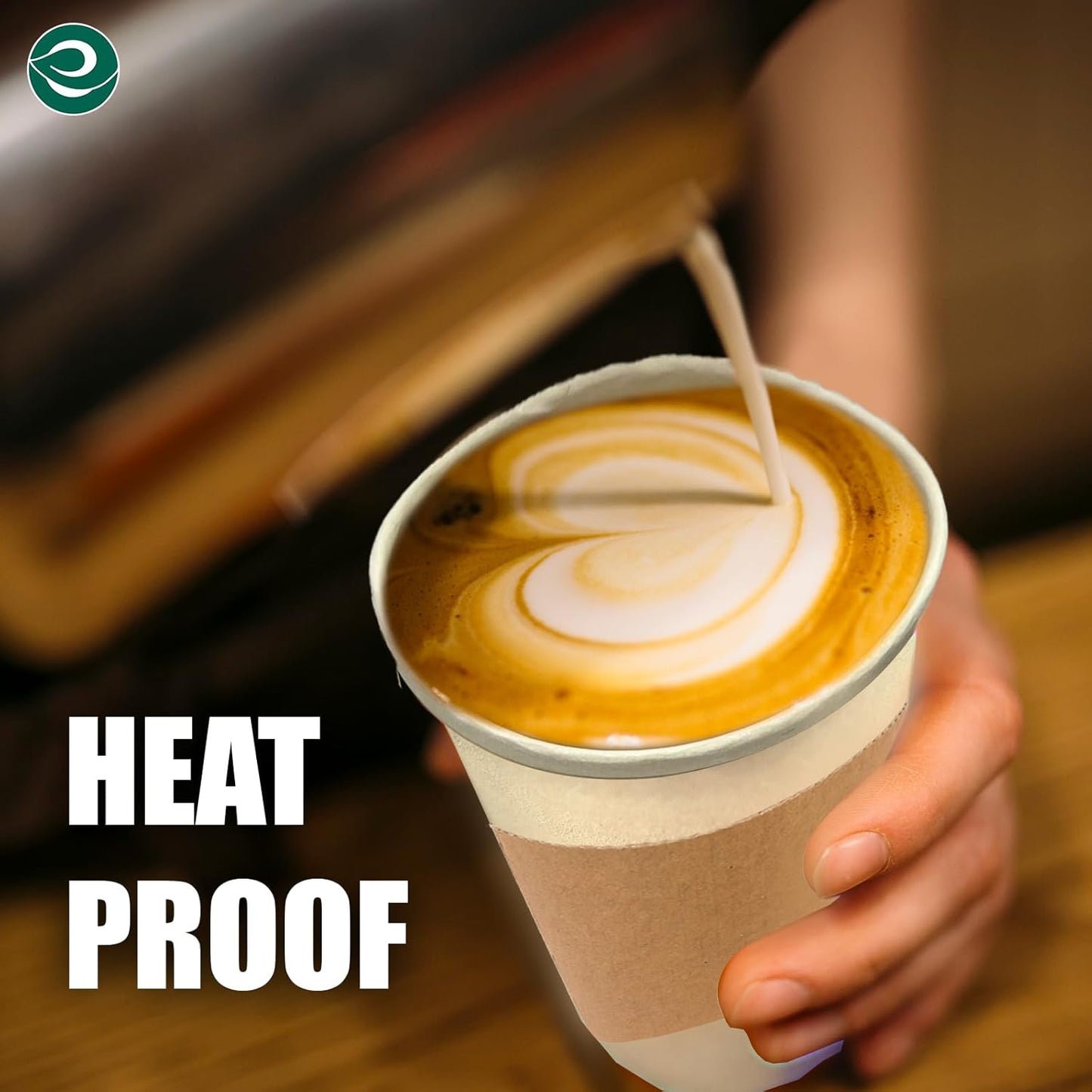 ECO SOUL 100% Compostable Coffee Cups With Lids & Sleeves - 12 Oz (200 Counts) To Go Coffee Disposable Bagasse Cups |Sturdy & Eco-Friendly Cups for Cafes, Party, Office