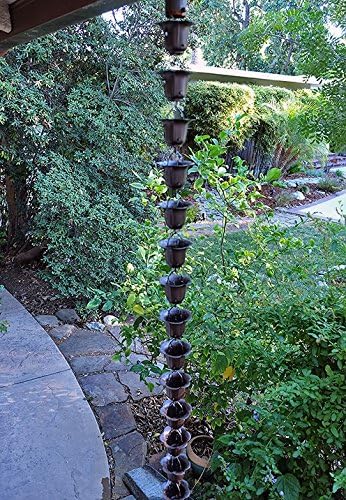 Nutshell Stores Flower Cups Rain Chain - Bronze - 11 Feet
