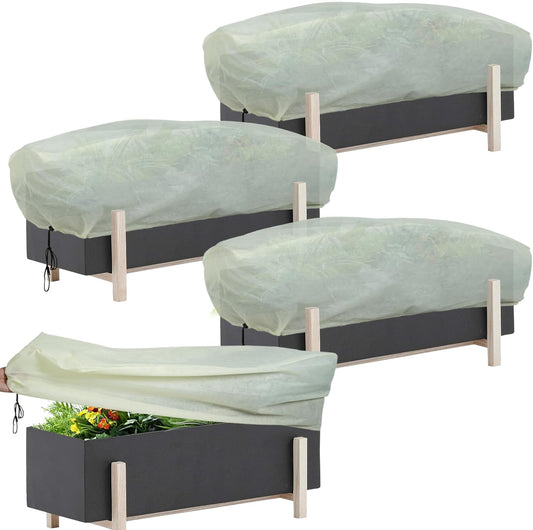 Plant Cover Frostproof Large,Shrub Cover,Winter Frost Fabric,Outdoor Plant Blanket for Cold Weather. Drawstrings and latches on Both Ends for Locking - 150 * 40 * 45 cm - 4 Pieces