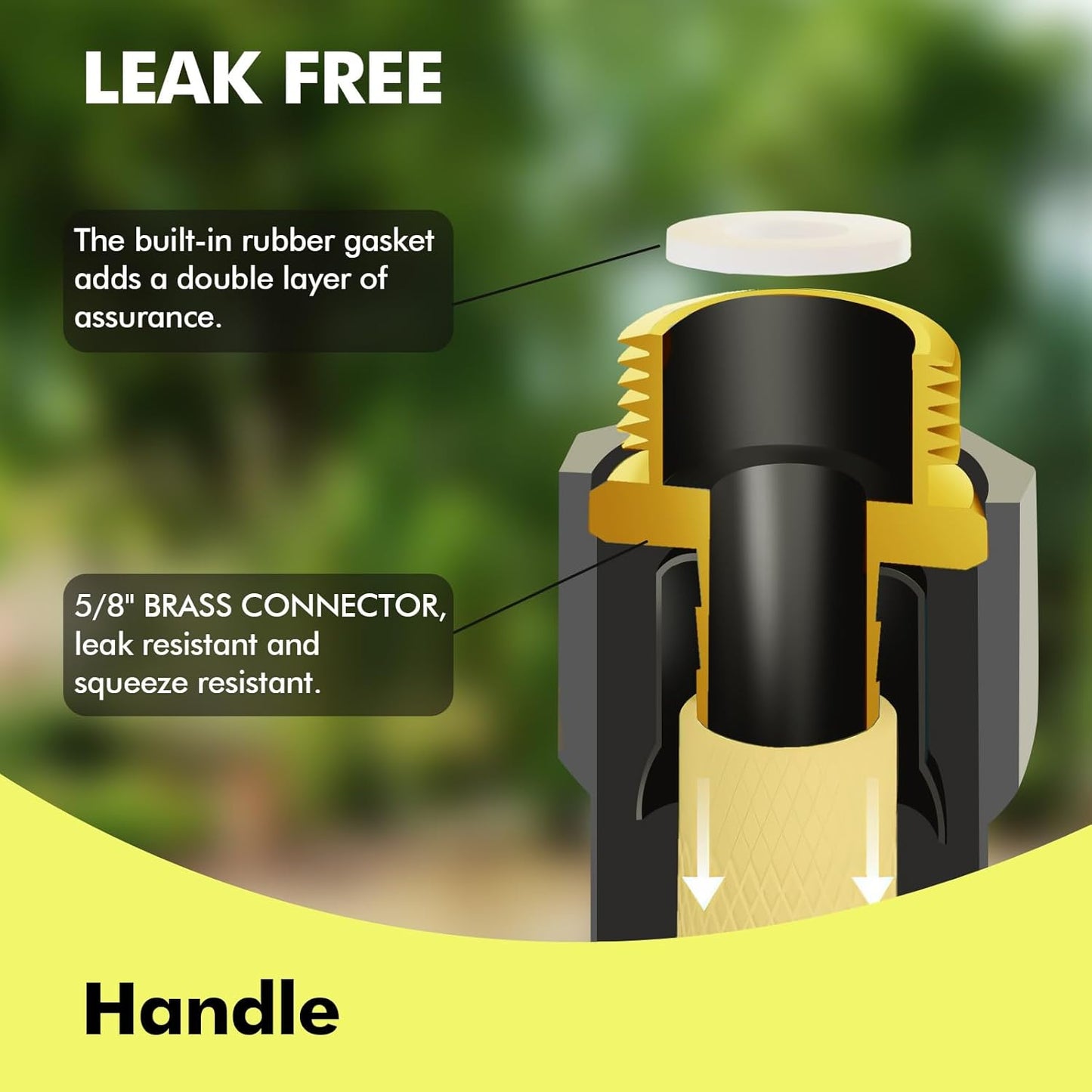 Garden Hose 5FT - PHLEX PRO Heavy-Duty Premium 5/8'' Rubber 3-Layer Water Hose - Innovation Flexible Hybrid Lightweight Water Hose with Full Brass Male to Female Fittings