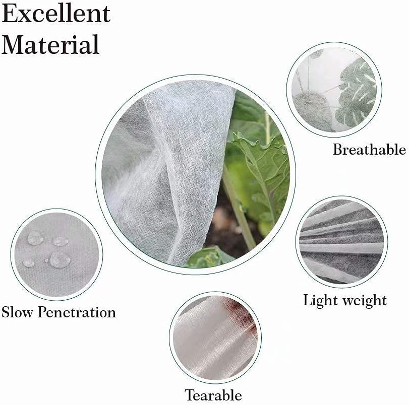 Agfabric Plant Covers Freeze Protection H30 xW60 0.9oz Plant Frost Protection Covers Drawstring Bags Winter Frost Pests Protection,White,2 Pack