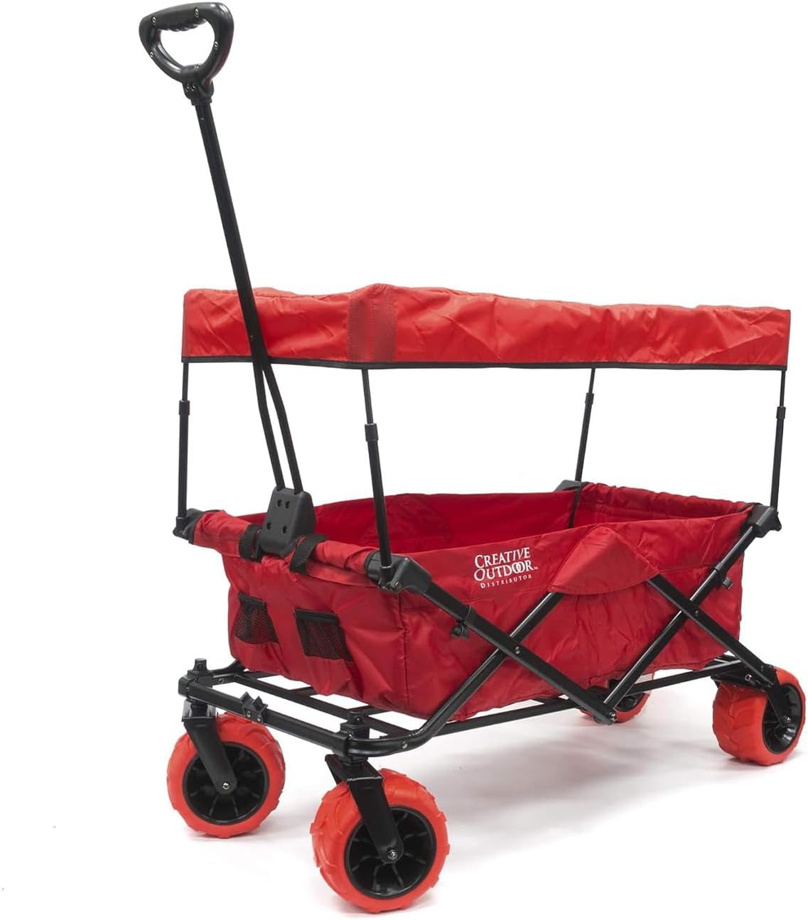 Creative Outdoor Push Pull Stroller Wagon for Kids, 150lbs Weight Capacity, All-Terrain Collapsible Folding Cart with Canopy for Cargo, Beach, Park, Garden, Camping & Tailgate