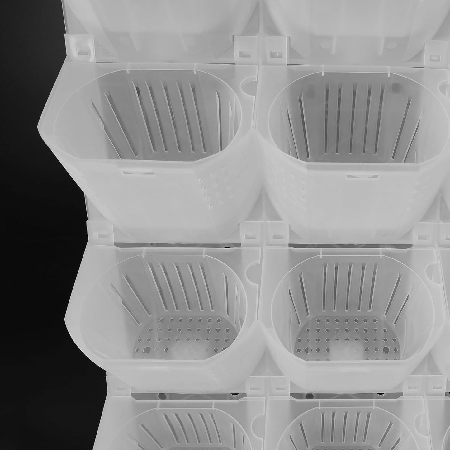 Vertical Wall Planter, Stackable Wall-Mounted Planter Indoor Outdoor w/36 Plastic Pots Living Wall Garden w/36 Non-Woven Fabrics Vegetable Hanging Pocket Holder Flowerpot (White)