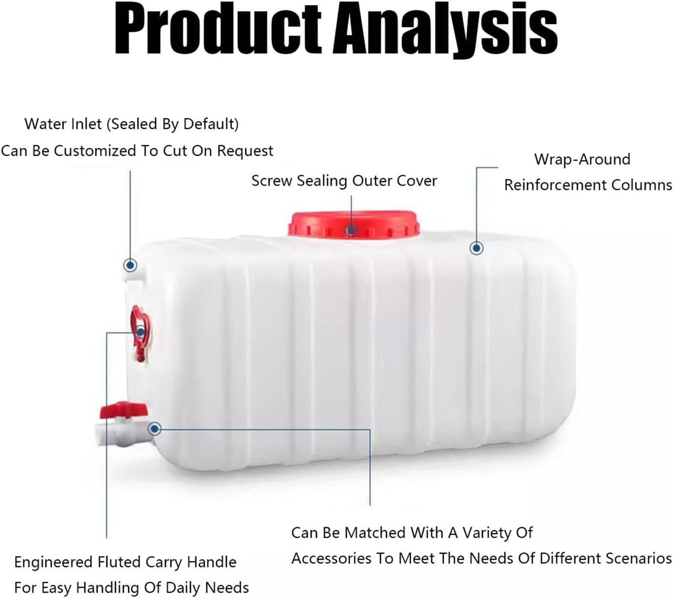 Plastic Water Storage Carrier with Tap 25L/35L/50L/80L/110L/200L Water Tank Dispenser Emergency Water Container for Camping Caravan Hiking Outdoor(Size:21.1Gal/80L)