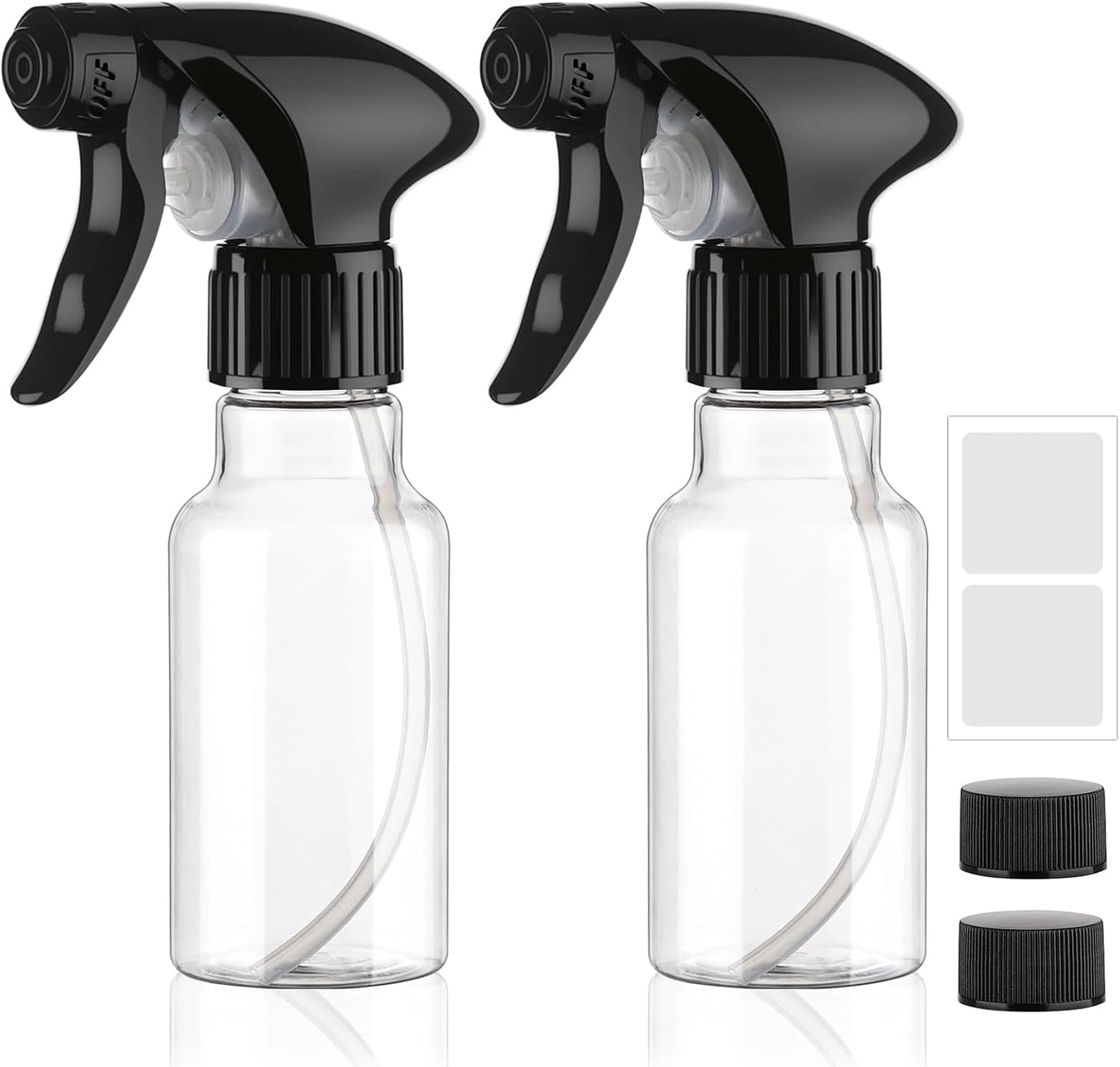 Spray Bottles 4oz/120ml Plastic Small Spray Bottle for Hair Mist/Stream Spraying Heavy Duty Empty Water Spray Bottles for Cleaning Solutions, Plants 2 Pack (Clear)