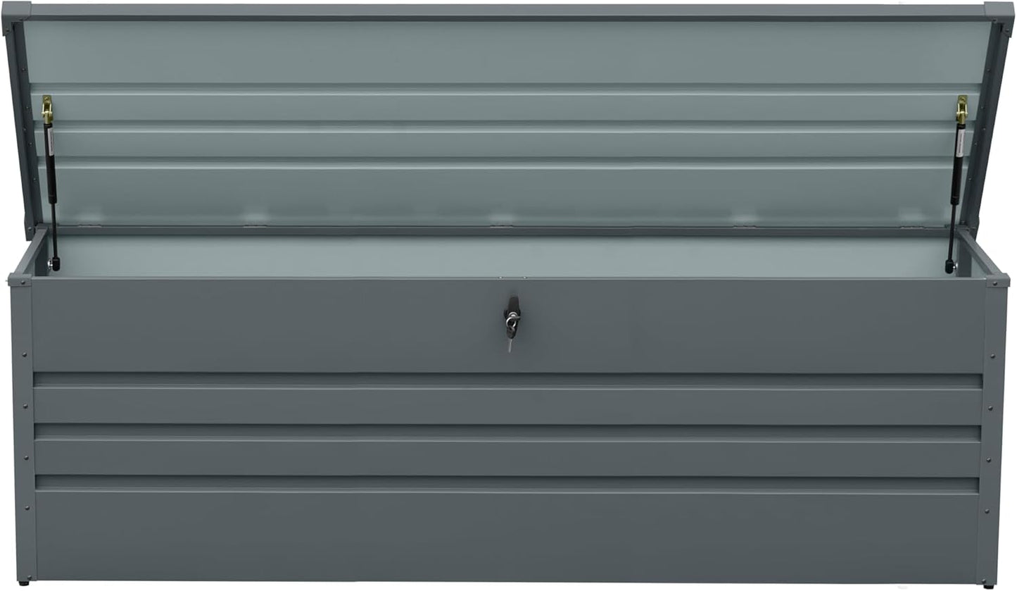 260 Gallon Outdoor Storage Box Waterproof, Extra Large Metal Deck Box and Patio Cushion Box for Storing Gardening Tools, Pool Supplies
