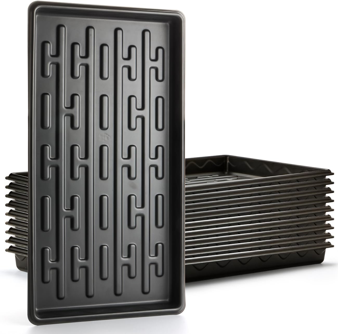 Shallow 1020 Nursery Flat Trays Specialized for Holding & Carrying 200 Cell Plug Seedling Trays (Height is 1.3"),Microgreen Germination Trays,10 Pack, No Holes (YB01, 10Pcs)