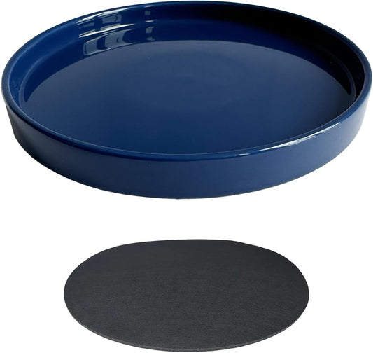 Ceramic Plant Saucer Blue Deep Glazing Pot Tray - 15 inch1 Pack, Planter Saucers Water Drip Trays for Indoors Outdoor, Thick Durable Sturdy Flower Pot Saucers for Glazing Pots Base, (15"/13.5"-Size)