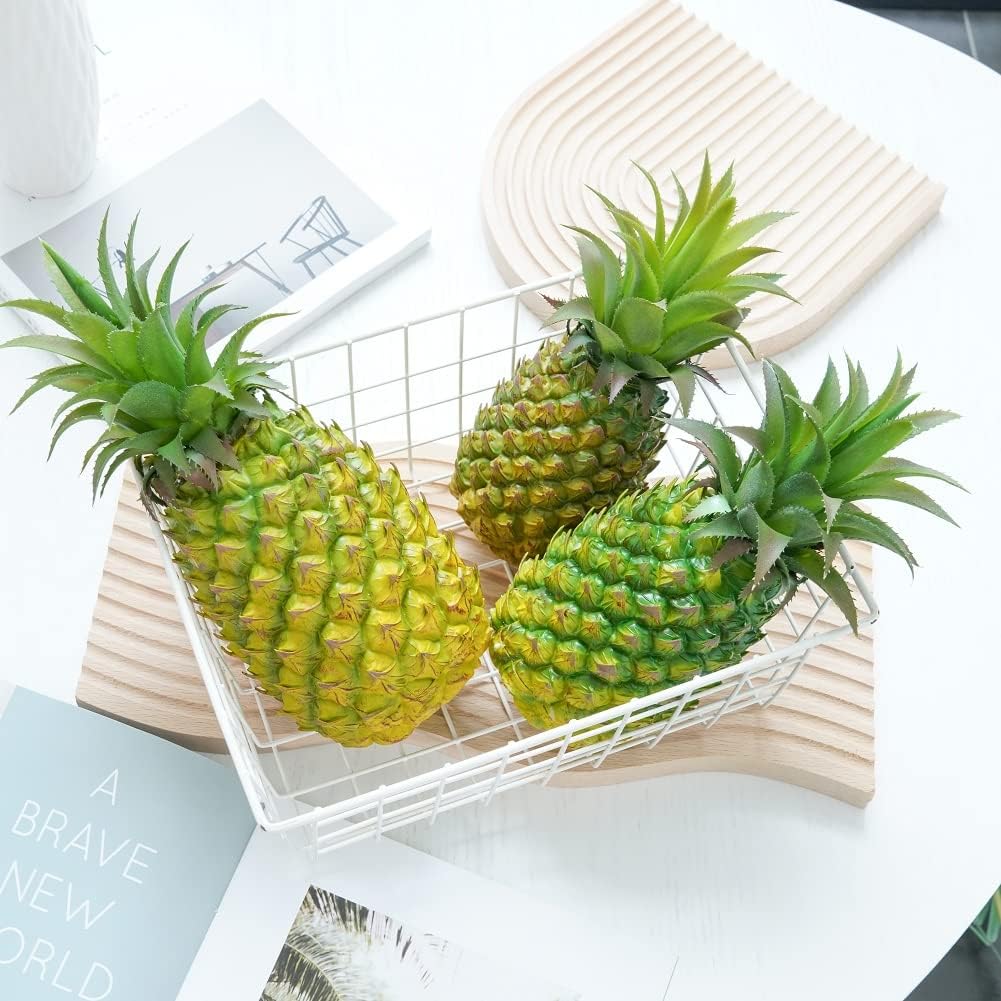 QIRMIZI 2 Pack Artificial Pineapple -Simulated Fruit Decoration, Lifelike Fake Fruit Model, Perfect for Home Decor, Kitchen, Party & Photography Prop – Realistic & Eco-Friendly,Green Meduim