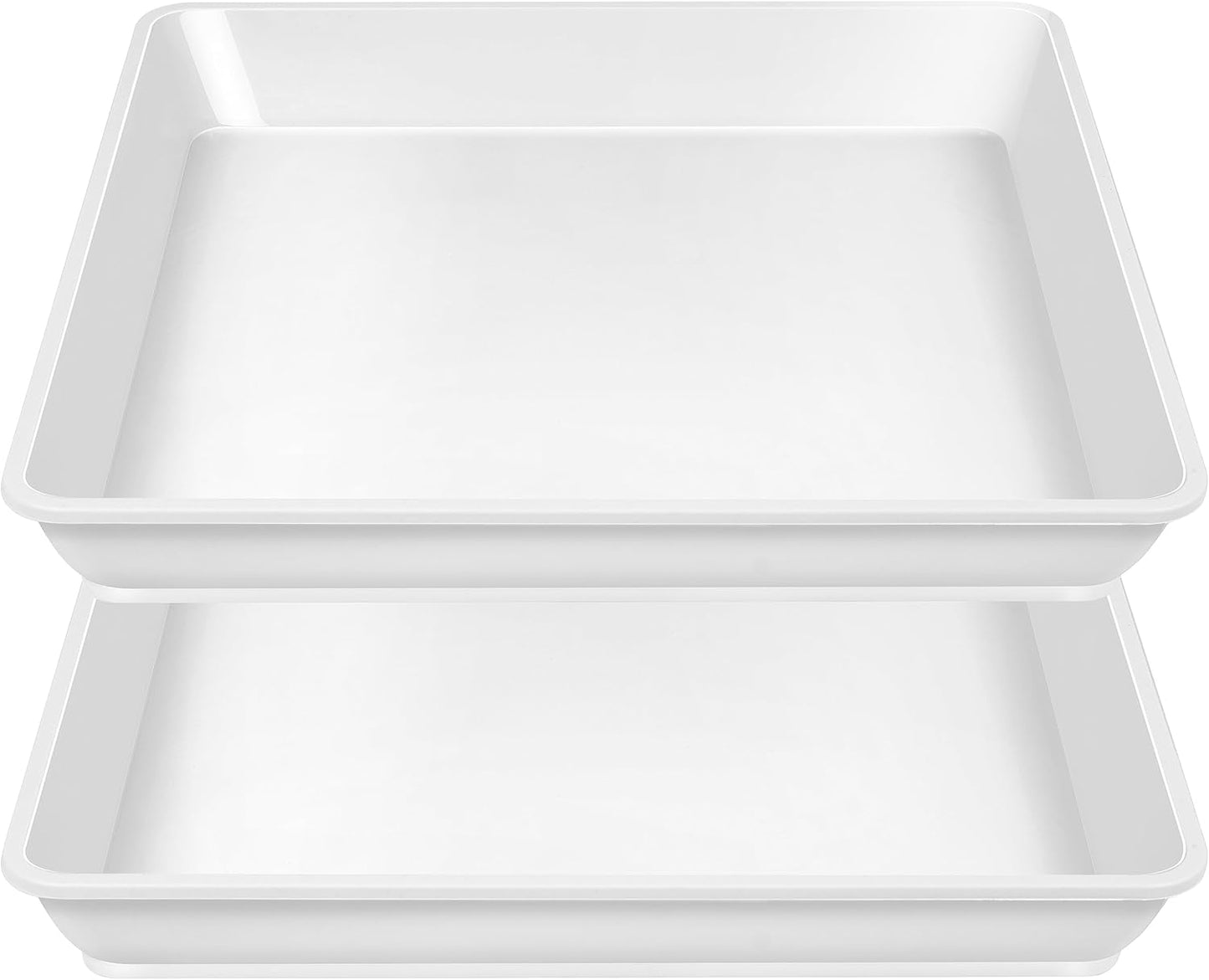 2 Pack Square Plant Saucer 20 22 Inch, Deep Plant Trays for Pots, Planters for Indoors and Outdoors Plants, Duty Plastic Plant Water Tray, Extra Large Plant Saucer (20 inch, White)