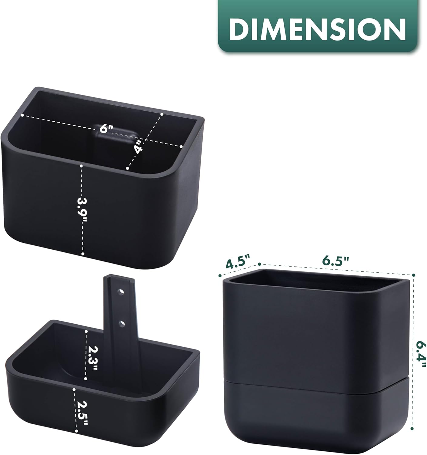 Phoenix Vine 6.5-Inch Wall Mounted Self-Watering Planter Pot for Indoor Houseplants and Herbs | Modern Hanging Planter for Window Sills, Bathroom Walls, Home & Office Décor, Black, Set of 1, 01-WP-B-1