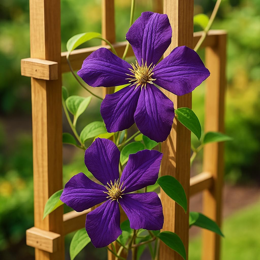 Perennial Farm Clematis 'Polish Spirit' Hybrid – Live Flowering Vine in 4 Quart Container, Abundant Purple-Blue Blooms, Vigorous Grower, Long Blooming, Ideal for Trellises, Fences & Garden Arches