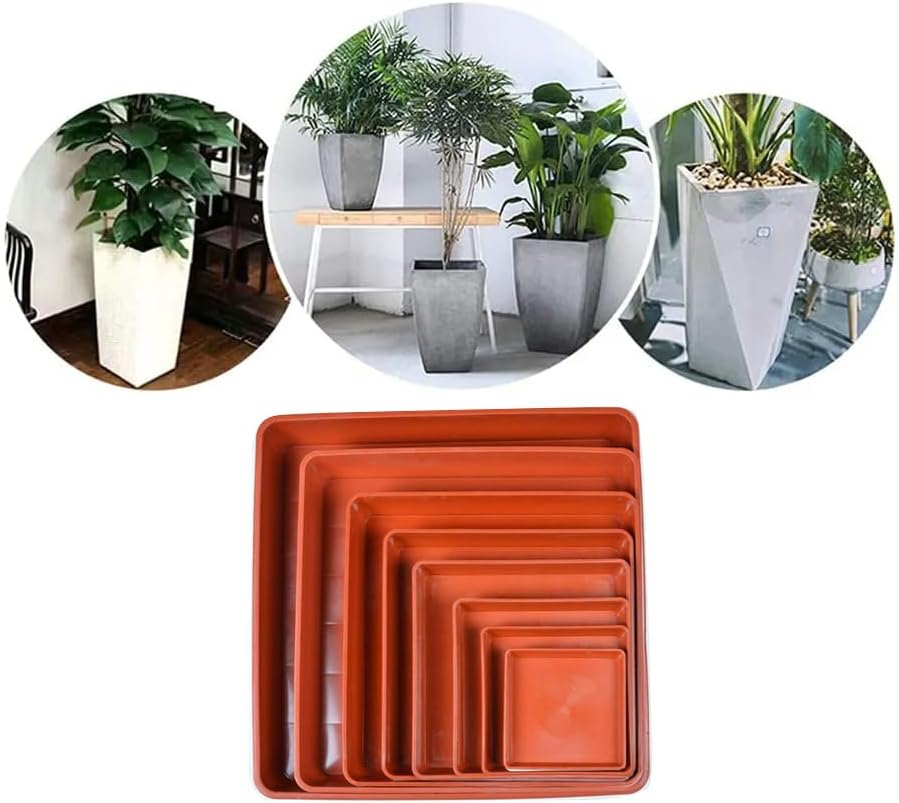 3 Pack Square Plant Saucer 20 22 Inch, Extra Large Plant Saucer, Deep Plant Trays for Pots, Planters for Indoors and Outdoors Plants, Duty Plastic Plant Water Tray (20 inch, Terracotta)