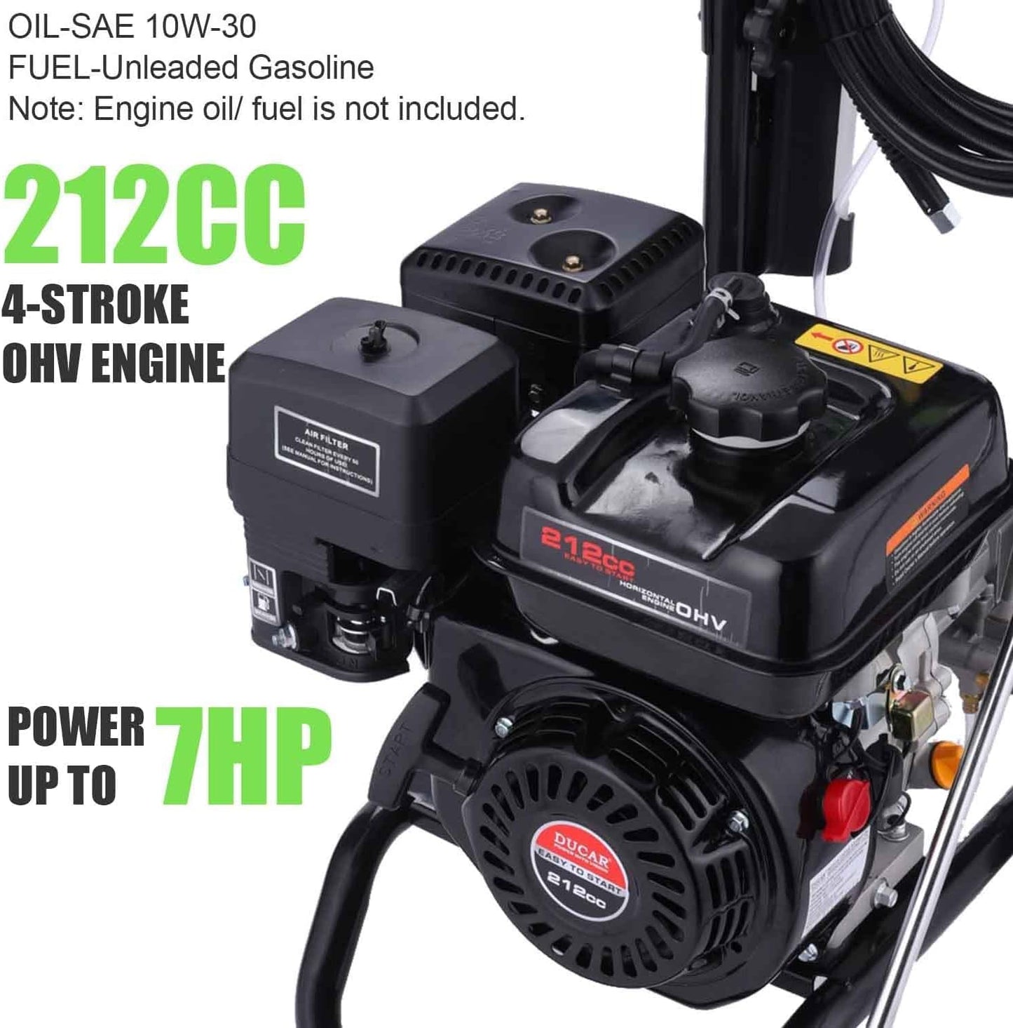 Commercial 4200PSI 4GPM 212CC Gas Pressure Washer, 7.0 HP Professional Gas Power Washer with 5 Nozzles 25FT Hose Foam Bottle for Car Fence Driveway Yard (EPA/CARB/ETL Compliant), Black