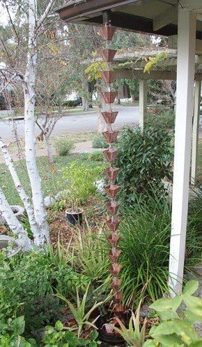 Nutshell Stores Medium Square Cups Rain Chain - Pre-Aged Copper - 11 Feet