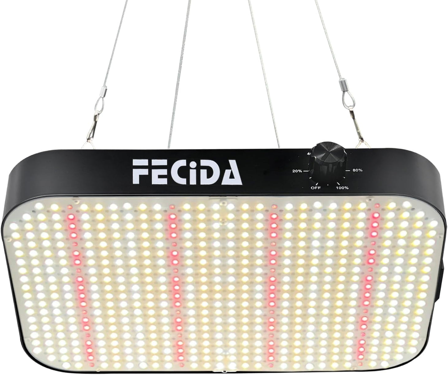 FECiDA LED Grow Light Full Spectrum 65 Watt Actual Power, 2025 Upgrade High Output Dimmable Grow Lights for All Indoor Plants, Seed Starting, Seedlings, Vegetables, Daisy Chain Function, Built-in Fan